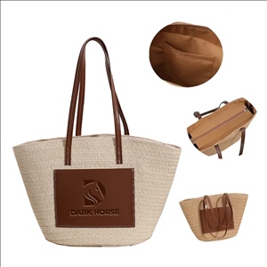 Lightweight Spacious Natural Handwoven Straw Shoulder Bag